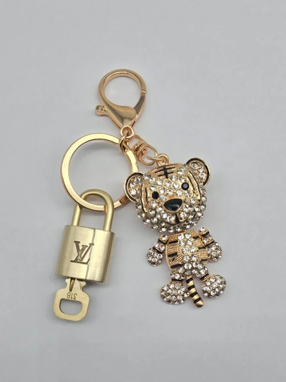 Louis Vuitton Authentic Gold Padlock 🔑 Key + Stylish Unbranded Lion Bag Charm